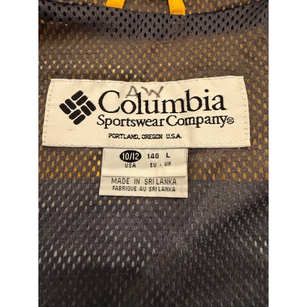 Columbia Vintage Packable Windbreaker Jacket Yellow Grey Kids Youth 10/12 L‎